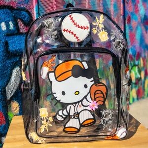 HELLO KITTY SF Giants Clear Backpack 15”- Black | Handmade w/ Custom Embroidery